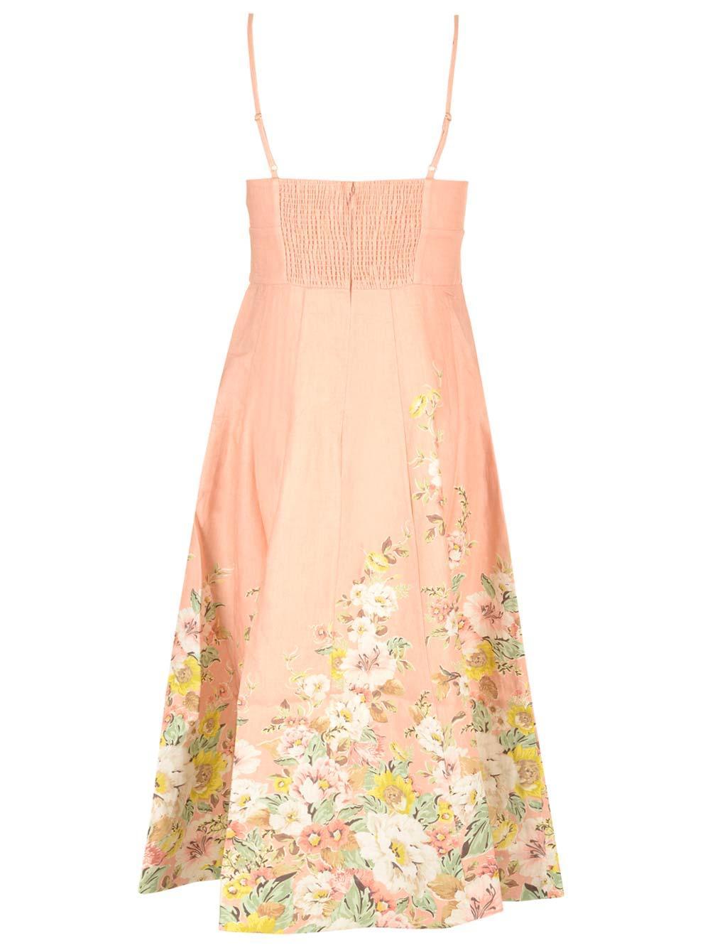 ZIMMERMANN Matchmaker Floral Linen Midi Dress In Buff Coral Floral Product Image