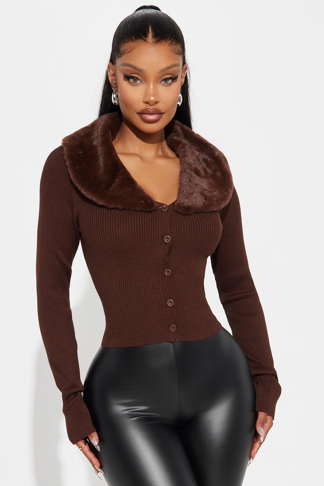 Aspen Chic Faux Fur Cardigan - Chocolate Product Image