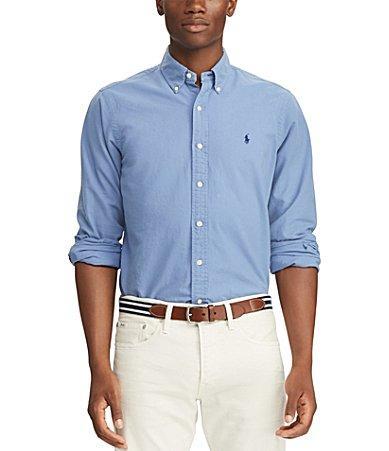 Polo Ralph Lauren Big  Tall Solid Garment-Dye Oxford Long Sleeve Woven Shirt Product Image