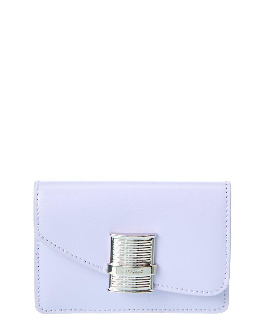 FERRAGAMO Fiamma Leather Card Holder In Purple Product Image