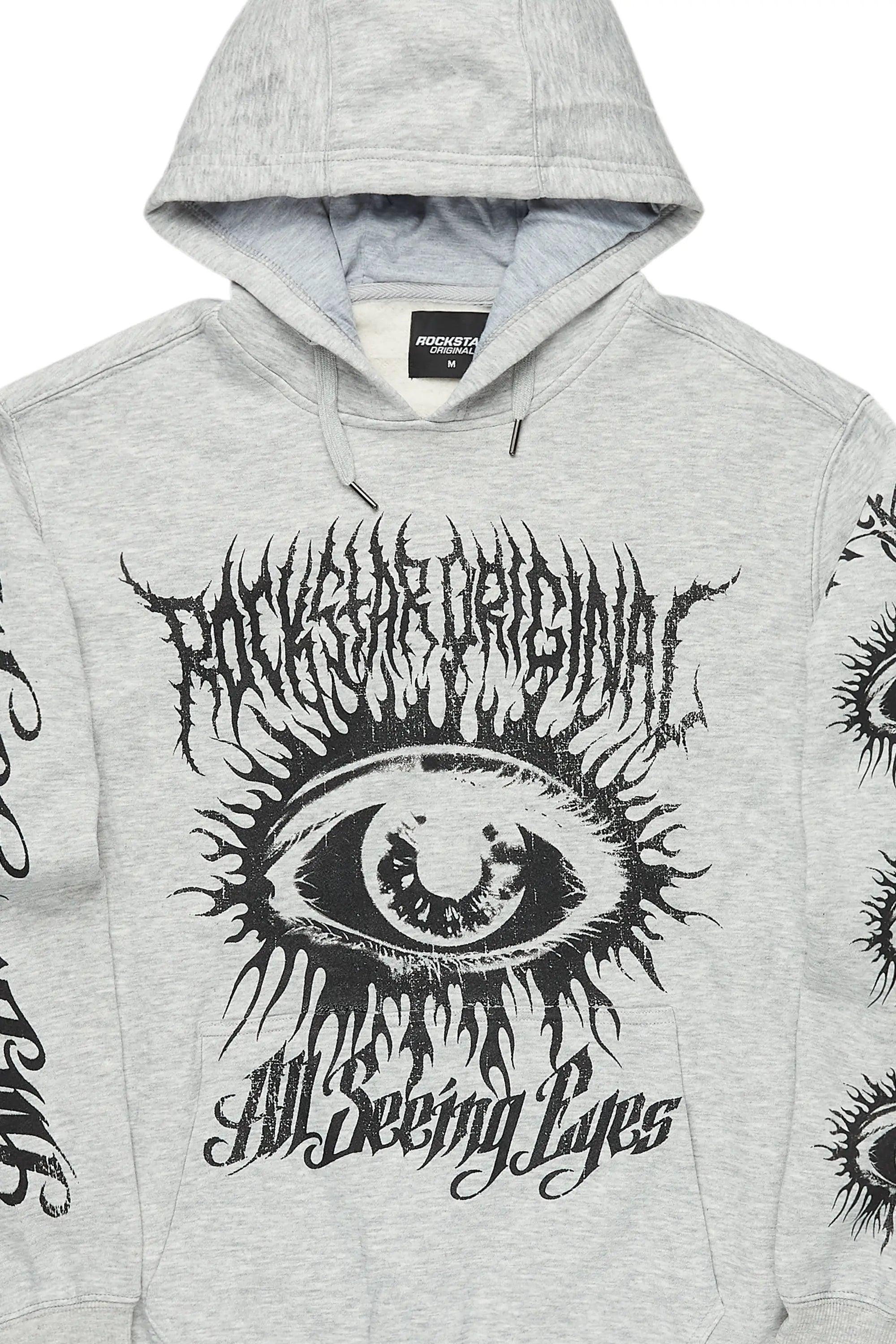 All Seeing Eyes Heather Grey Graphic Hoodie Male Product Image