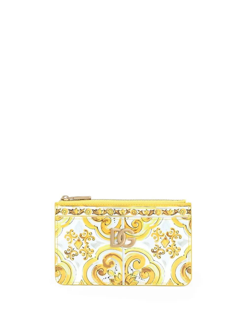 DOLCE & GABBANA Majolica-print Leather Cardholder In Hg3ob Product Image