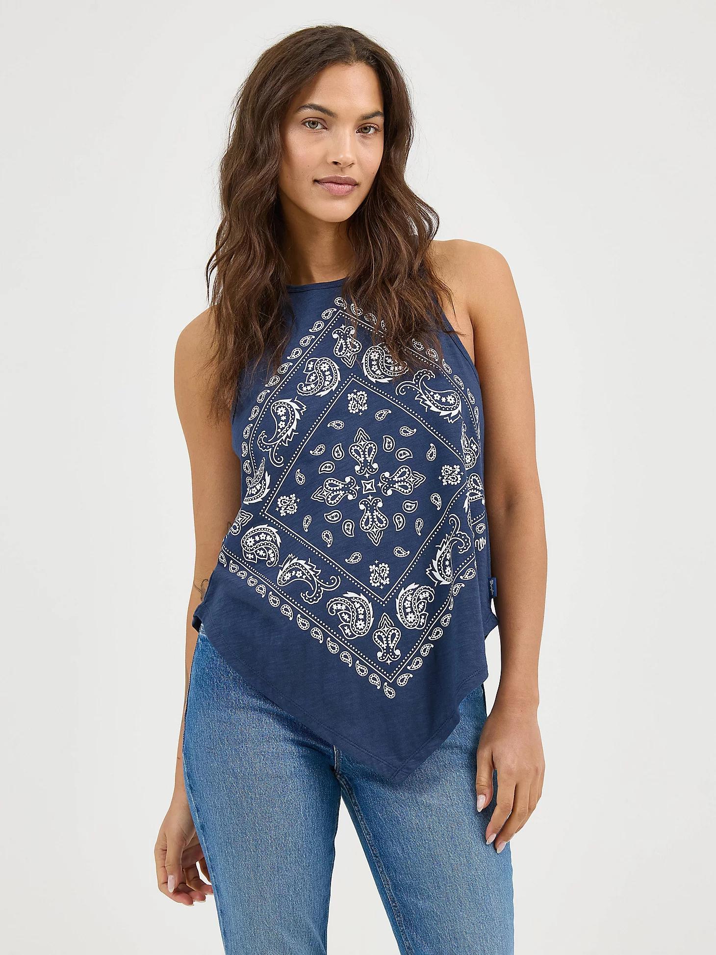 Women's Wrangler Bandana Diamond Front Tank in Washed Product Image