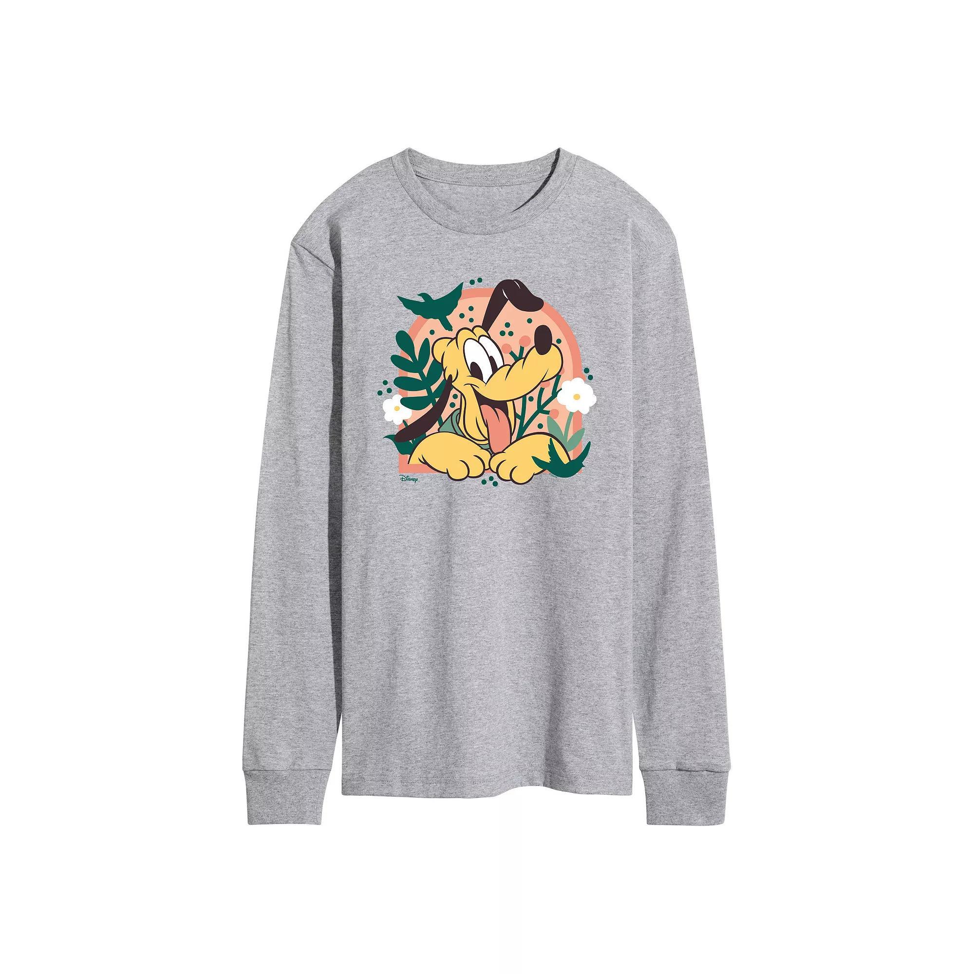 Disney's Mickey Mouse & Friends Pluto Men's Plants Long Sleeve Graphic Tee,  Product Image