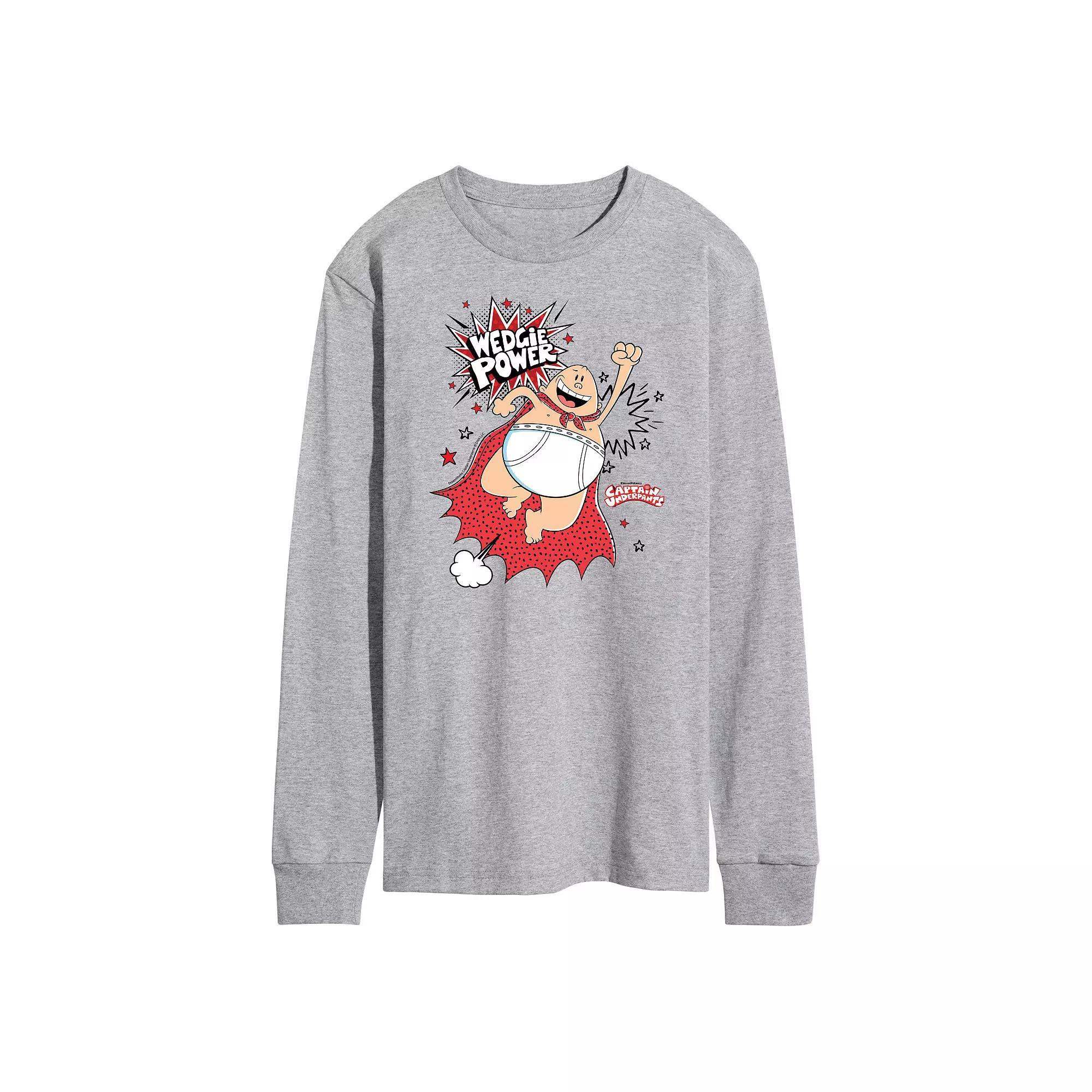 Men's Captain Underpants Wedgie Power Long Sleeve Graphic Tee, Size: XXL, Gray Product Image