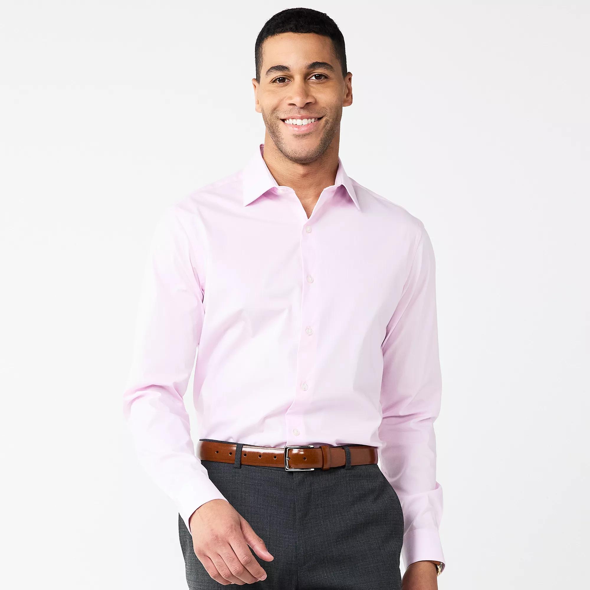 Men's Apt. 9® Premier Flex Solid Slim-Fit Wrinkle Resistant Dress Shirt, Size: XL-34/35, Light Pink Product Image