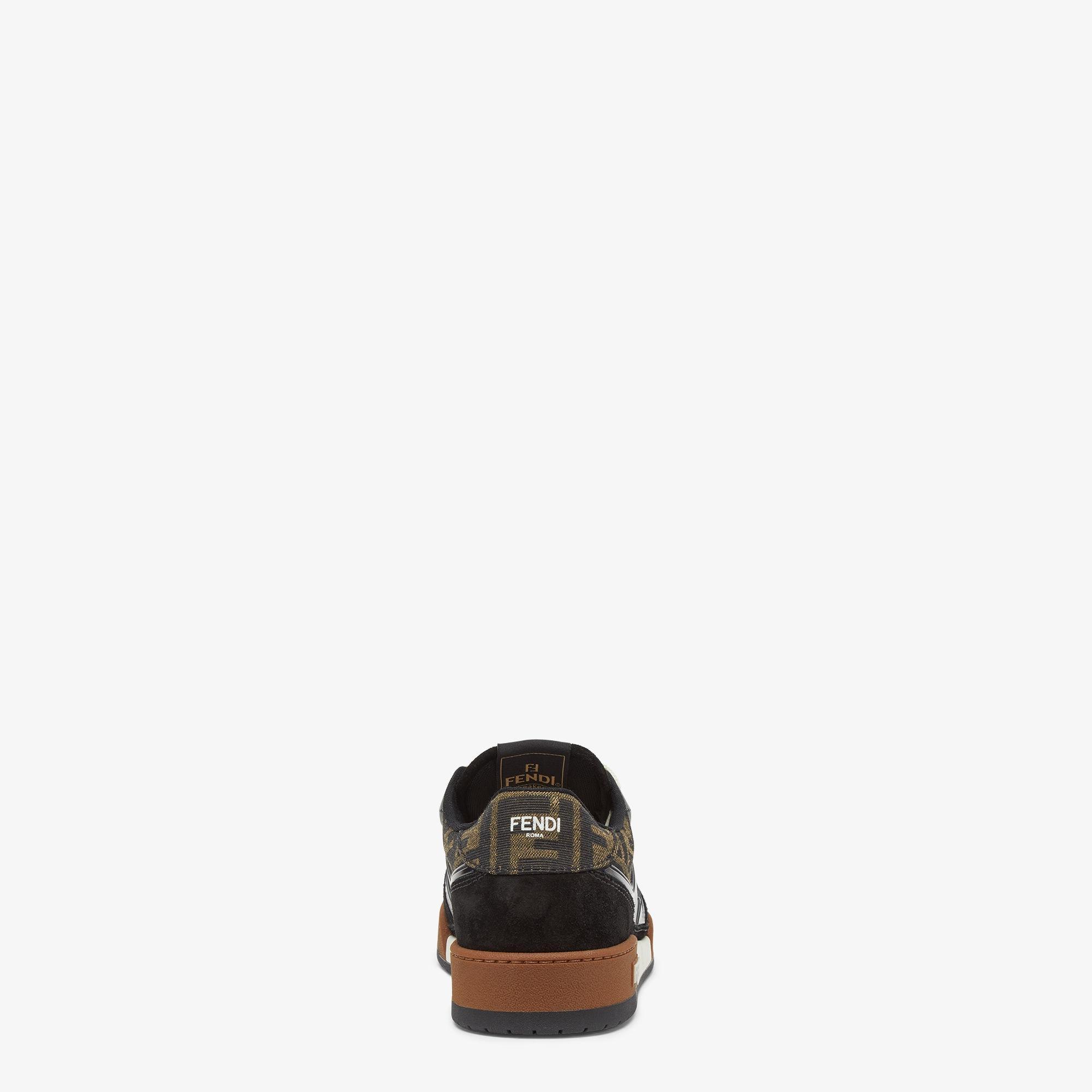 Fendi Match SneakersBrown FF jacquard and black suede fabric low-tops Product Image