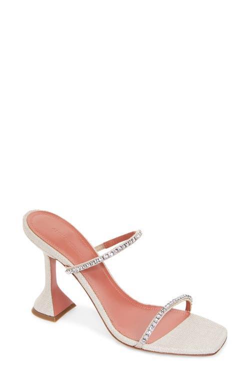 AMINA MUADDI Womens White Gilda Crystal-embellished Leather Heeled Sandals Product Image