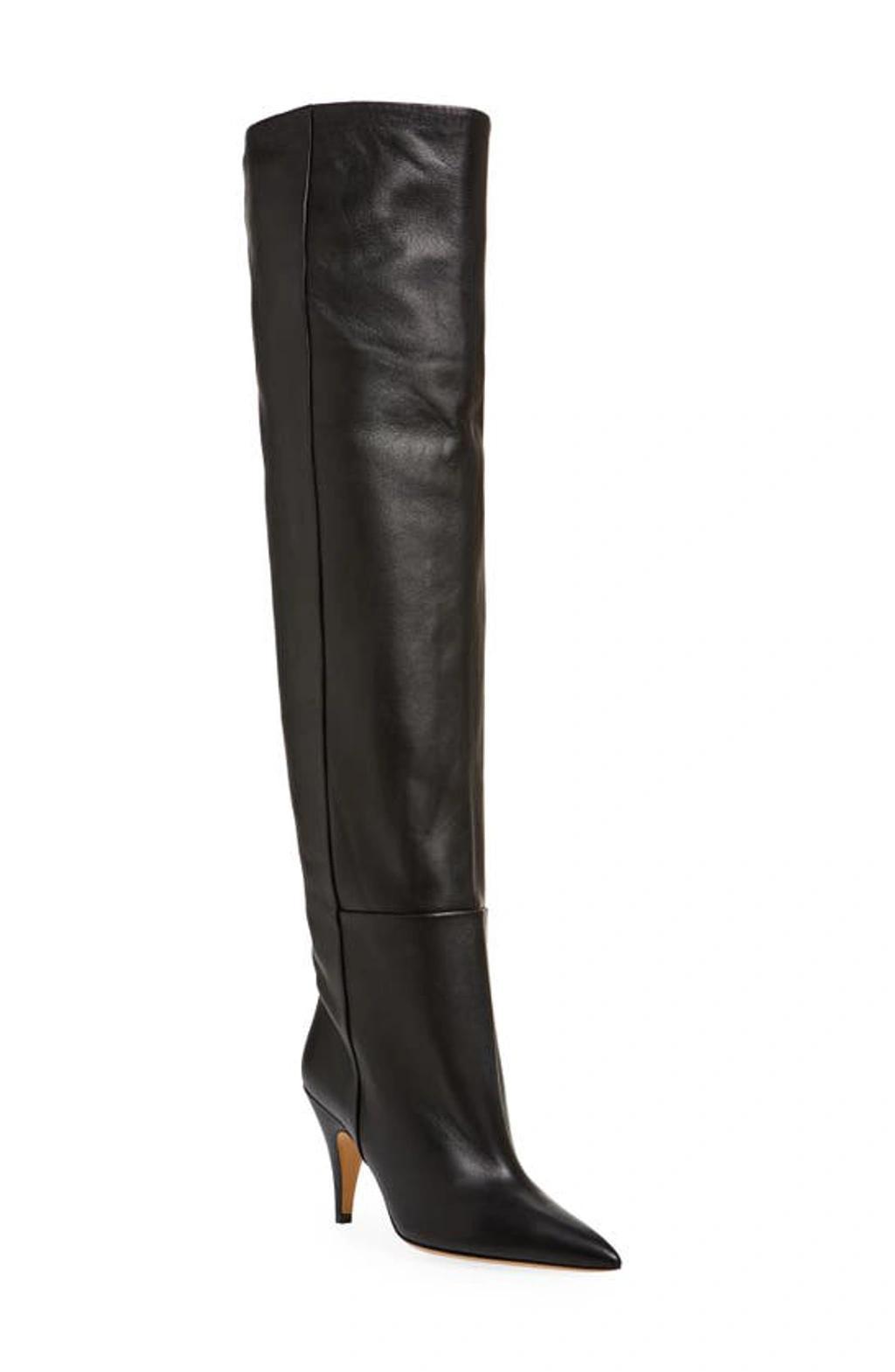 KHAITE 90mm River Knee High Leather Boots In Black Product Image