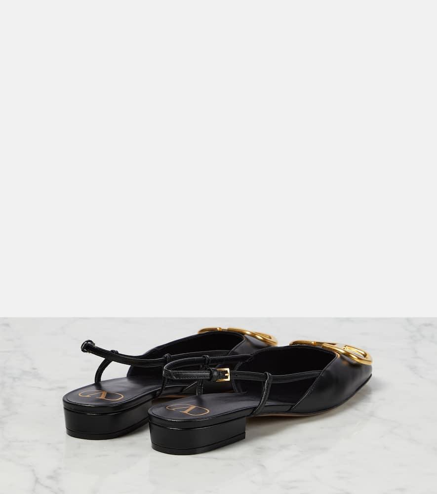 VALENTINO GARAVANI Vlogo Leather Slingback Flats In Black Product Image