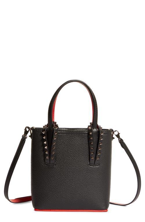 CHRISTIAN LOUBOUTIN Cabata Empire Leather Spike Mini Tote Bag In Black Black Product Image