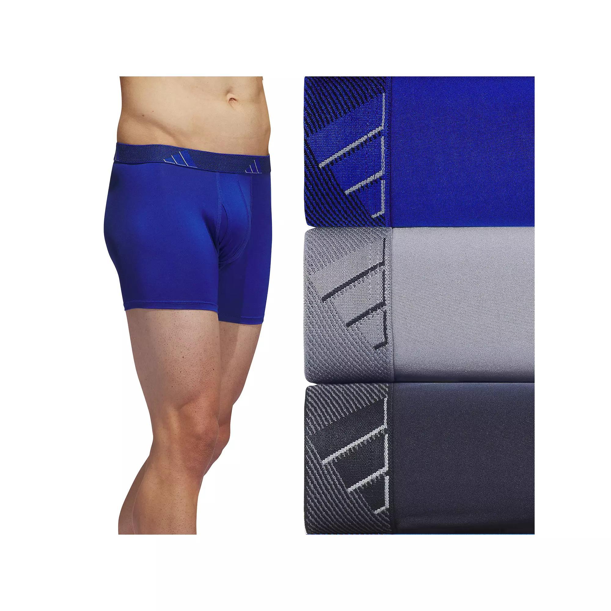 adidas Microfiber 3-Pack Trunk Underwear Blue S Mens Product Image