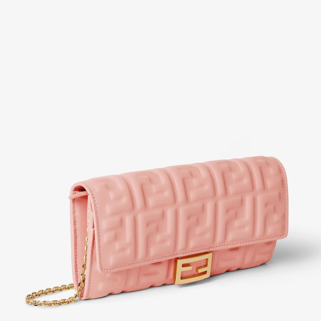 Baguette Continental Wallet With ChainPink nappa leather wallet with FF motif Product Image