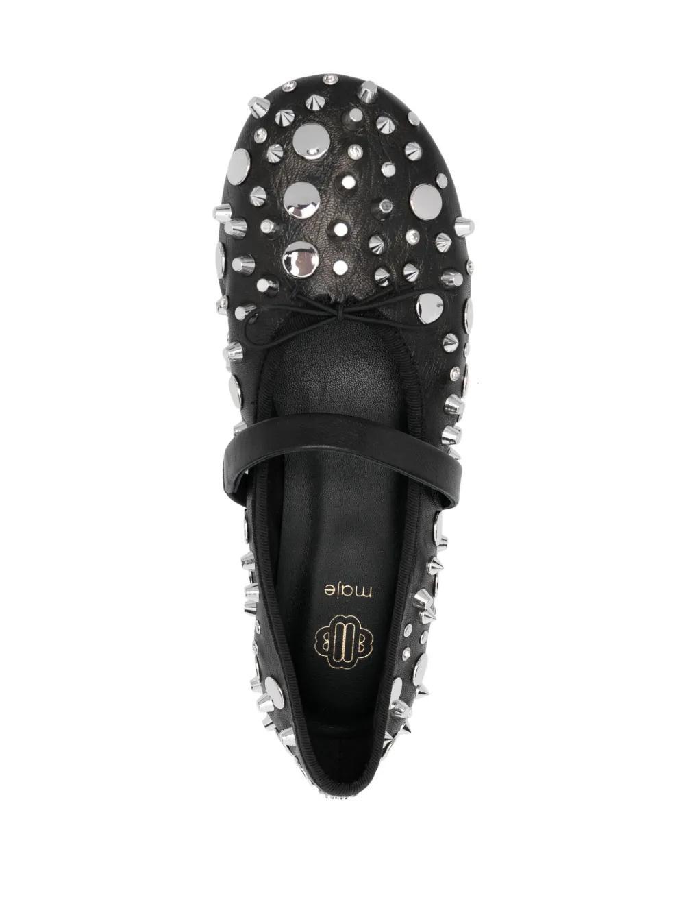 studded leather ballerina shoes Product Image