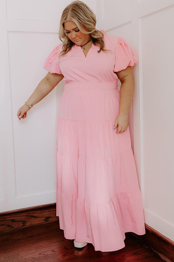 Simply Sweet Maxi Dress in Pink Curves Product Image