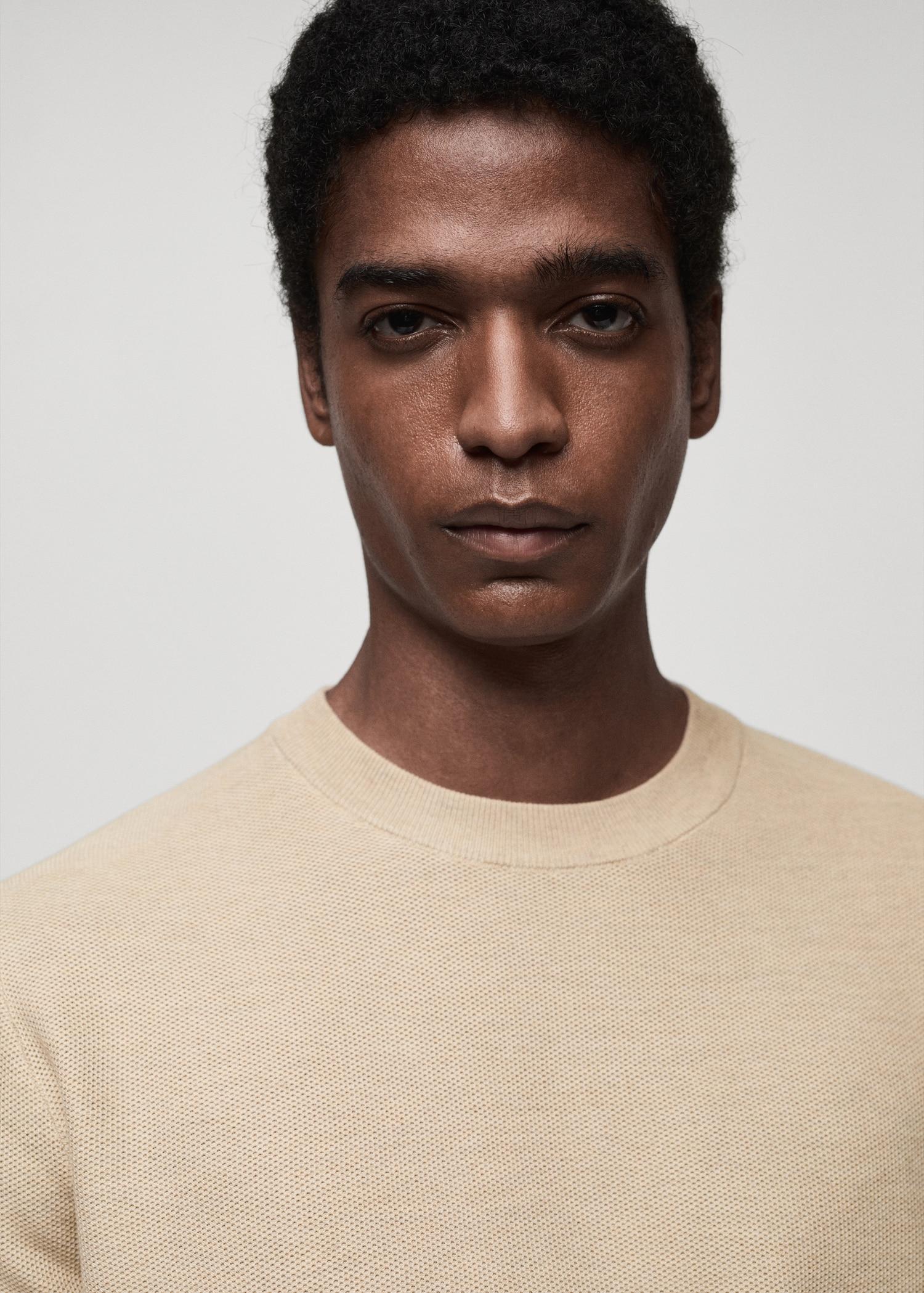 Microstructured cotton knitted sweater - Men | MANGO USA Product Image
