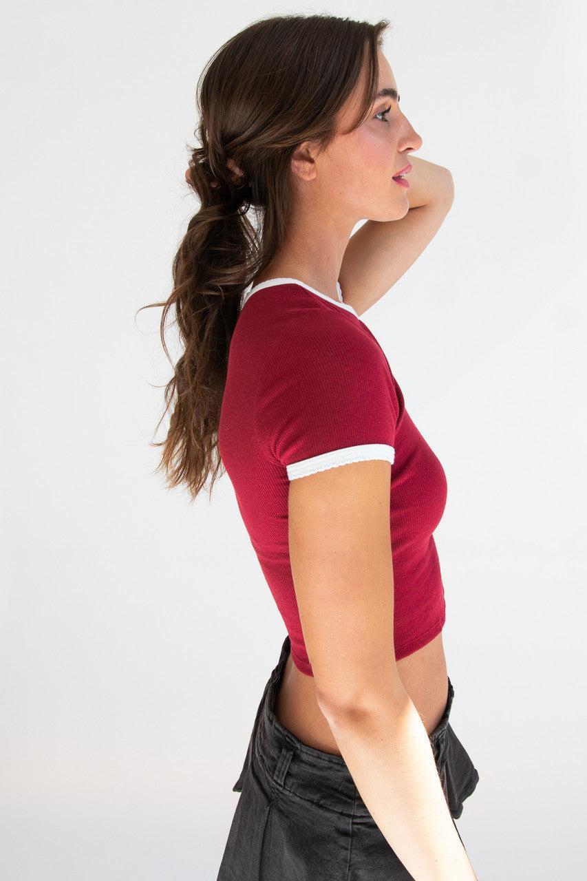 Scallop Edge Ringer Tee Product Image