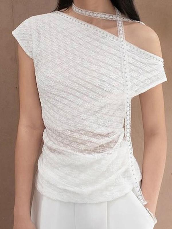 Tie Lace Short Sleeve Tee Product Image