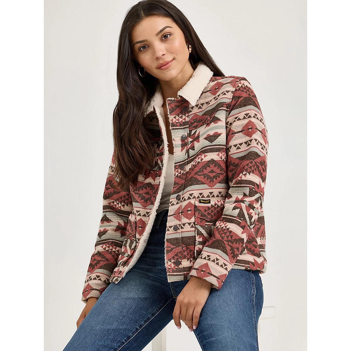 Women's Wrangler® Sherpa Lined Jacquard Barn Jacket Product Image