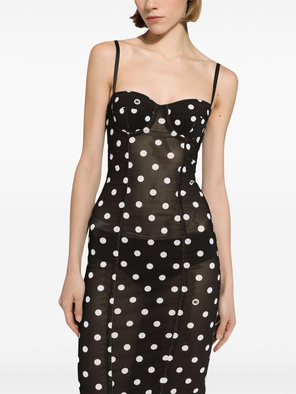 polka-dot corset midi dress Product Image