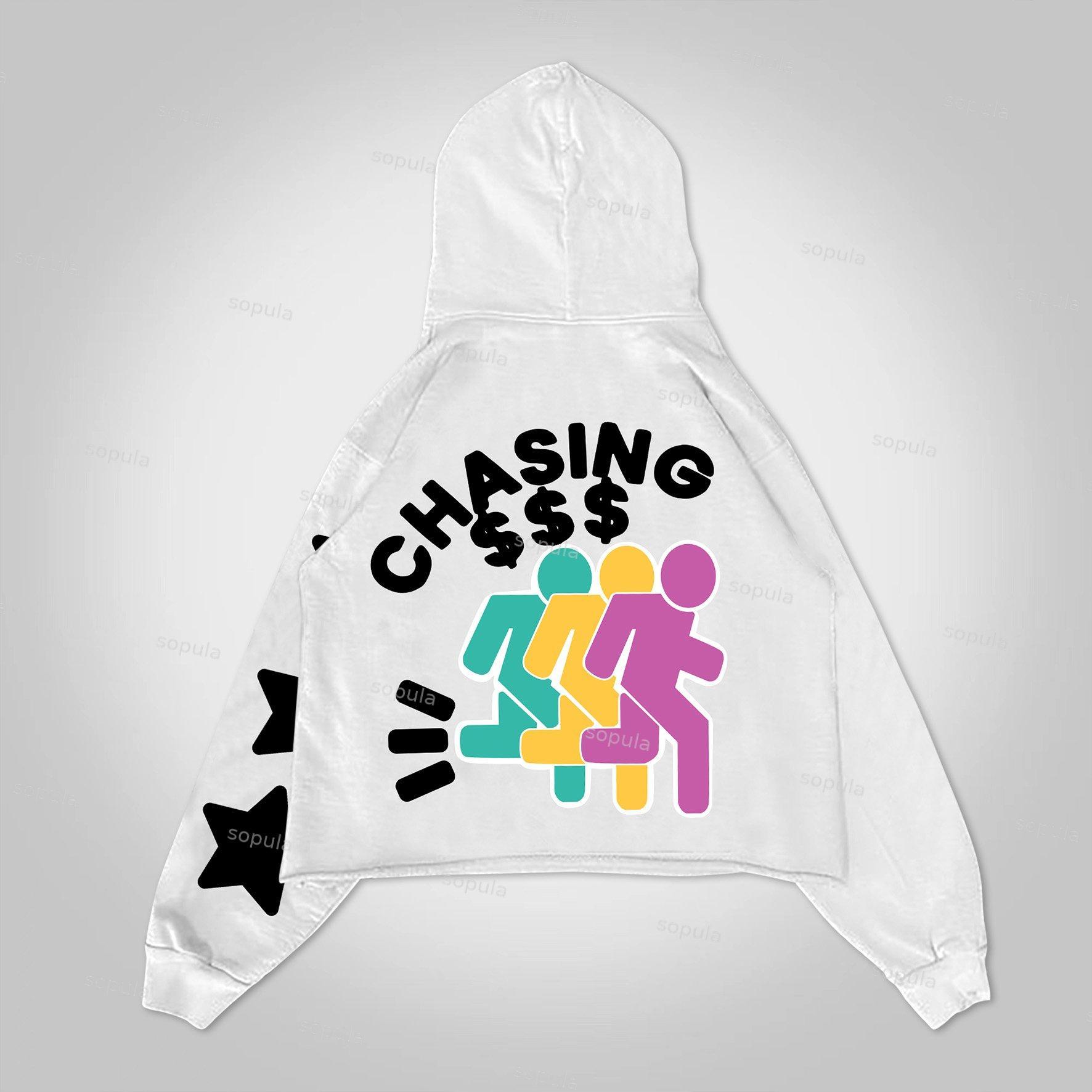 Chasing Money Print Graphic Oversized Pullover Hoodie Product Image