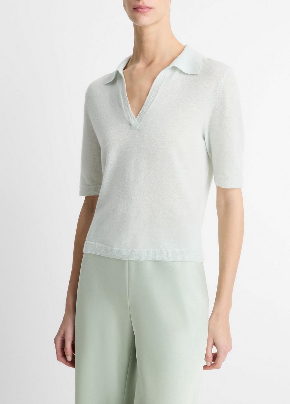 Cashmere-Silk Short-Sleeve Polo Sweater Product Image