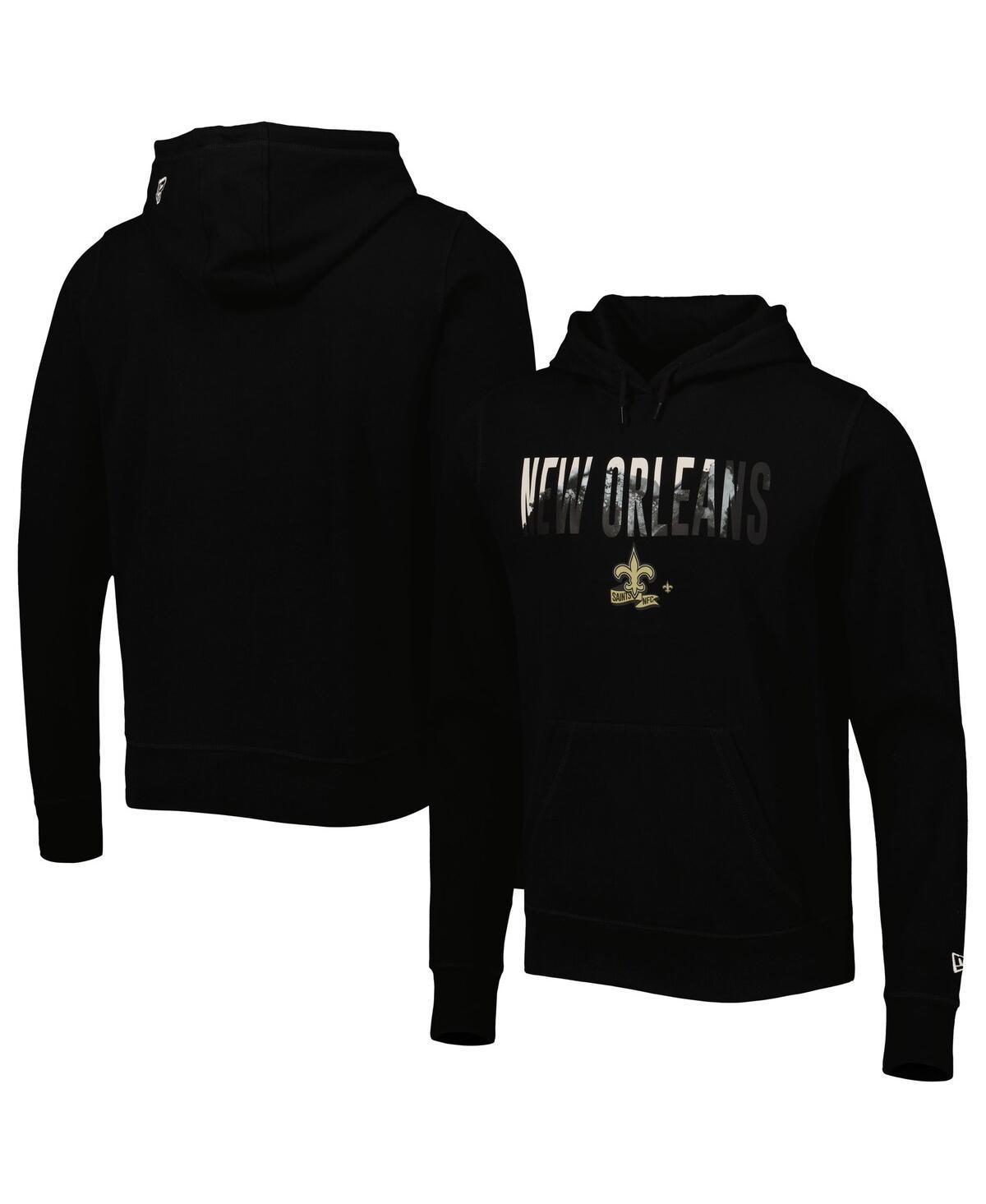 Men's New Era Black New Orleans Saints Ink Dye Pullover Hoodie, Size: 2XL Product Image