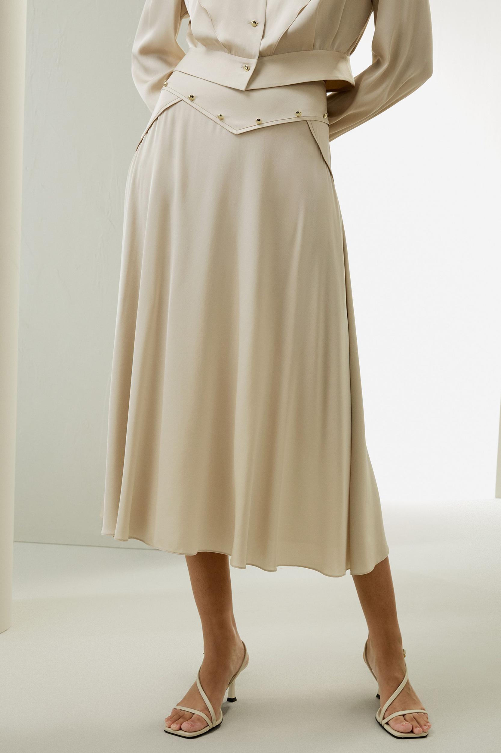 Flowy A-line Midi Skirt With Gridle Product Image