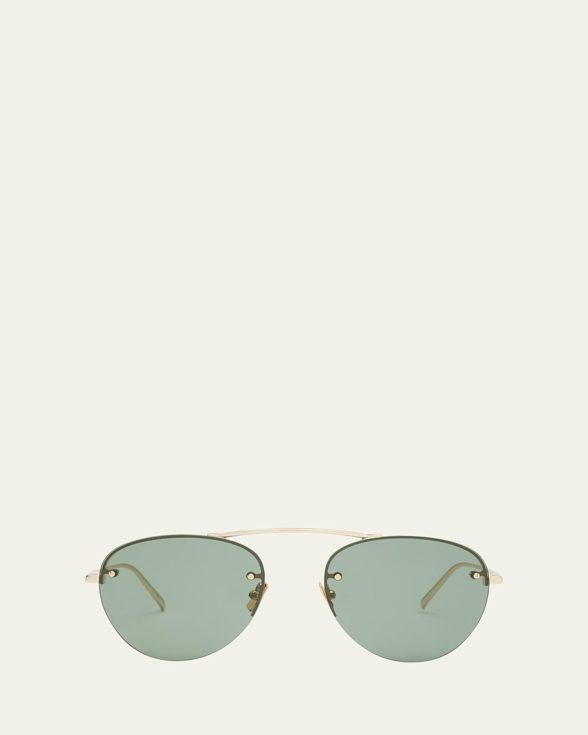 Curved Golden Zinc Alloy Aviator Sunglasses Product Image