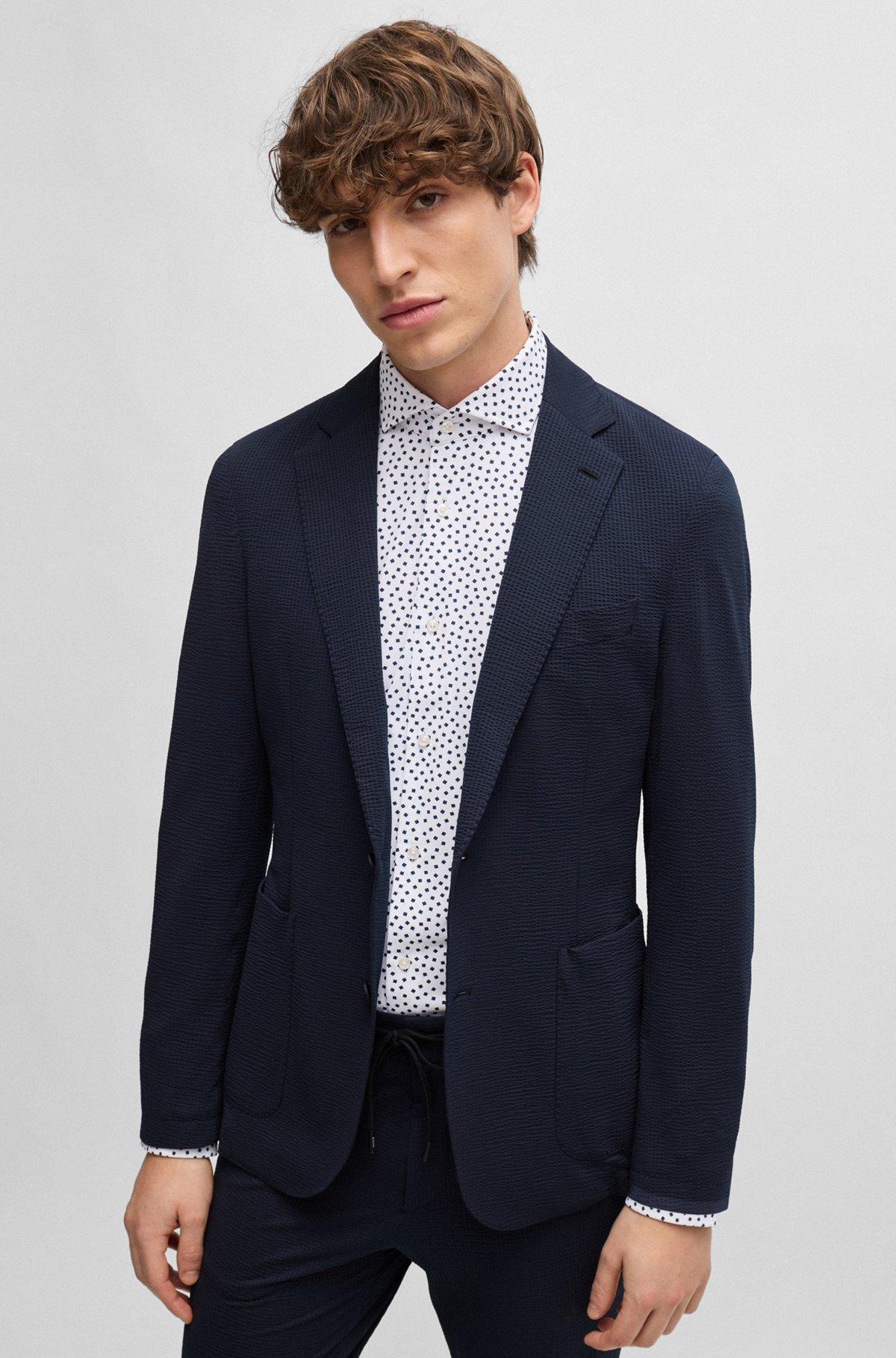 Slim-fit shirt in printed performance-stretch fabric Product Image