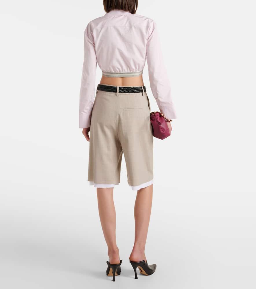 LOEWE Cropped Cotton Poplin Shirt In Pink Product Image