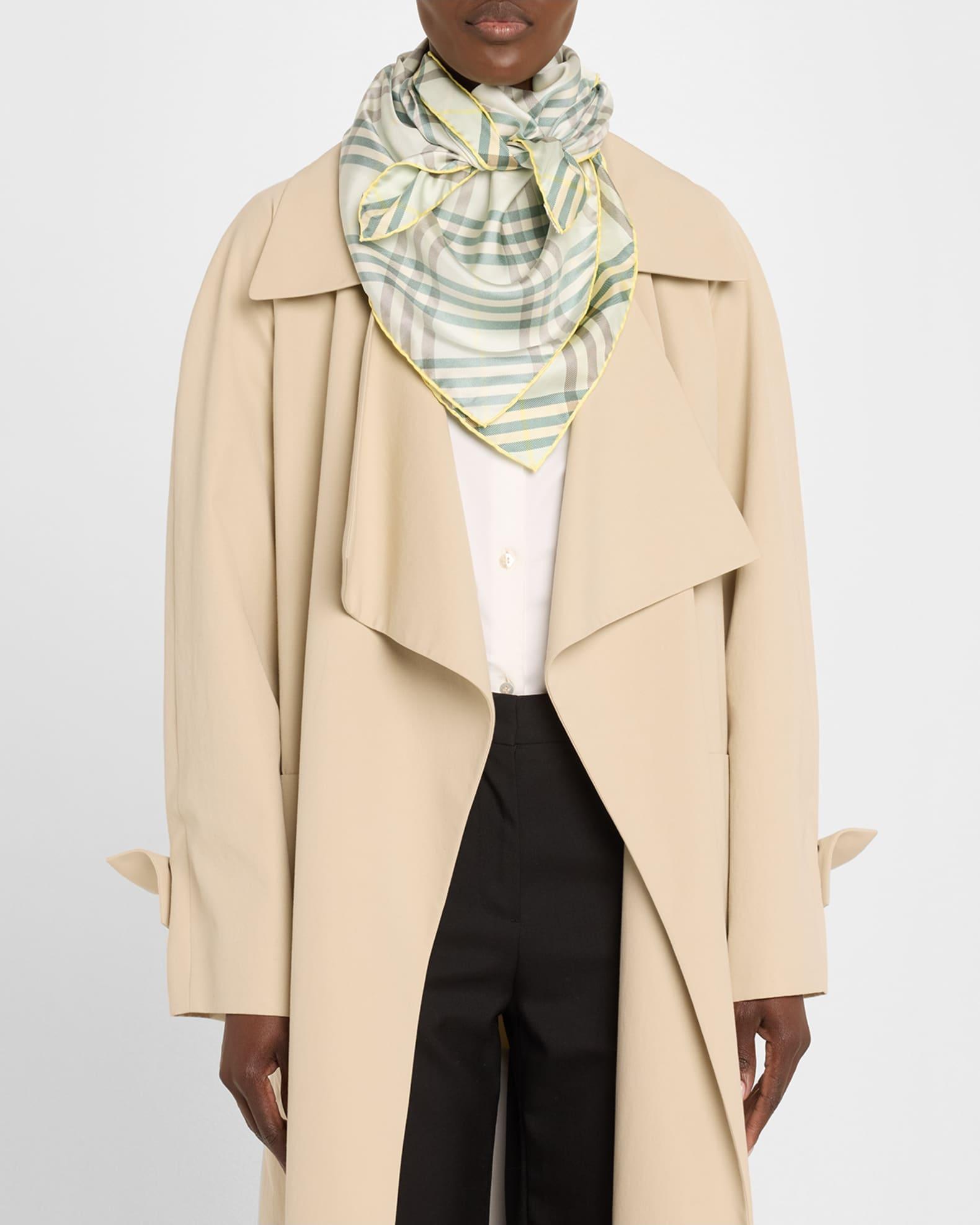 Check-Print Silk Scarf  Product Image