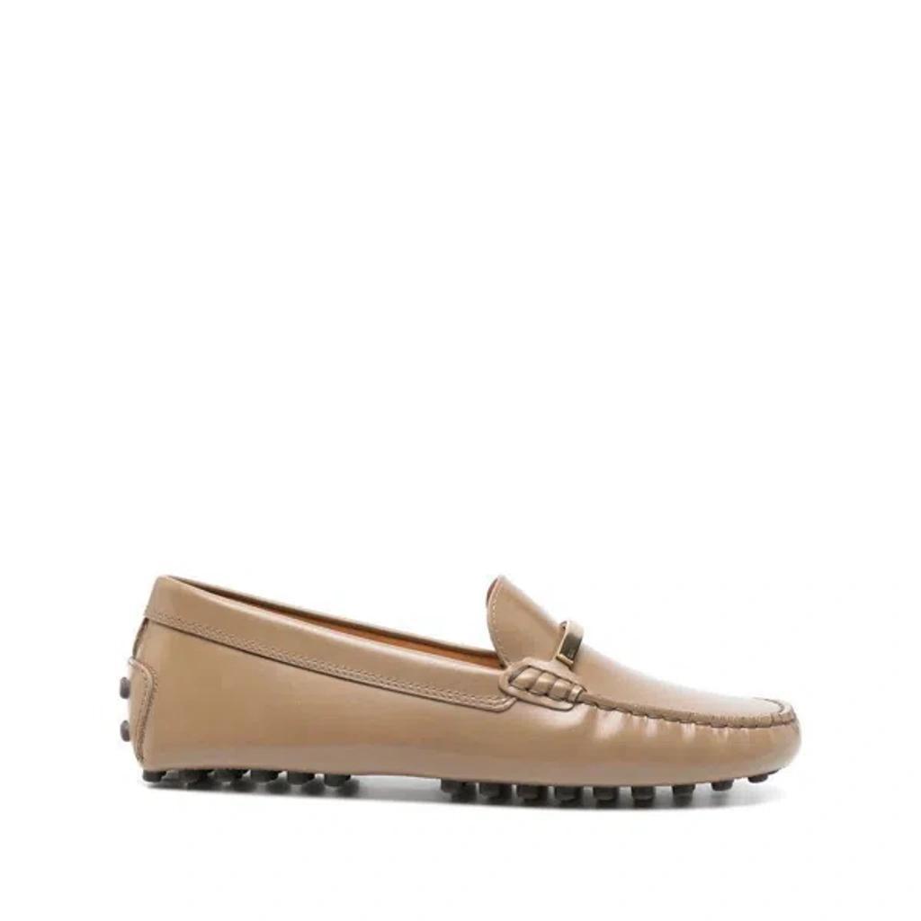 TOD'S Gommino Embellished Leather Loafers In Brown Product Image