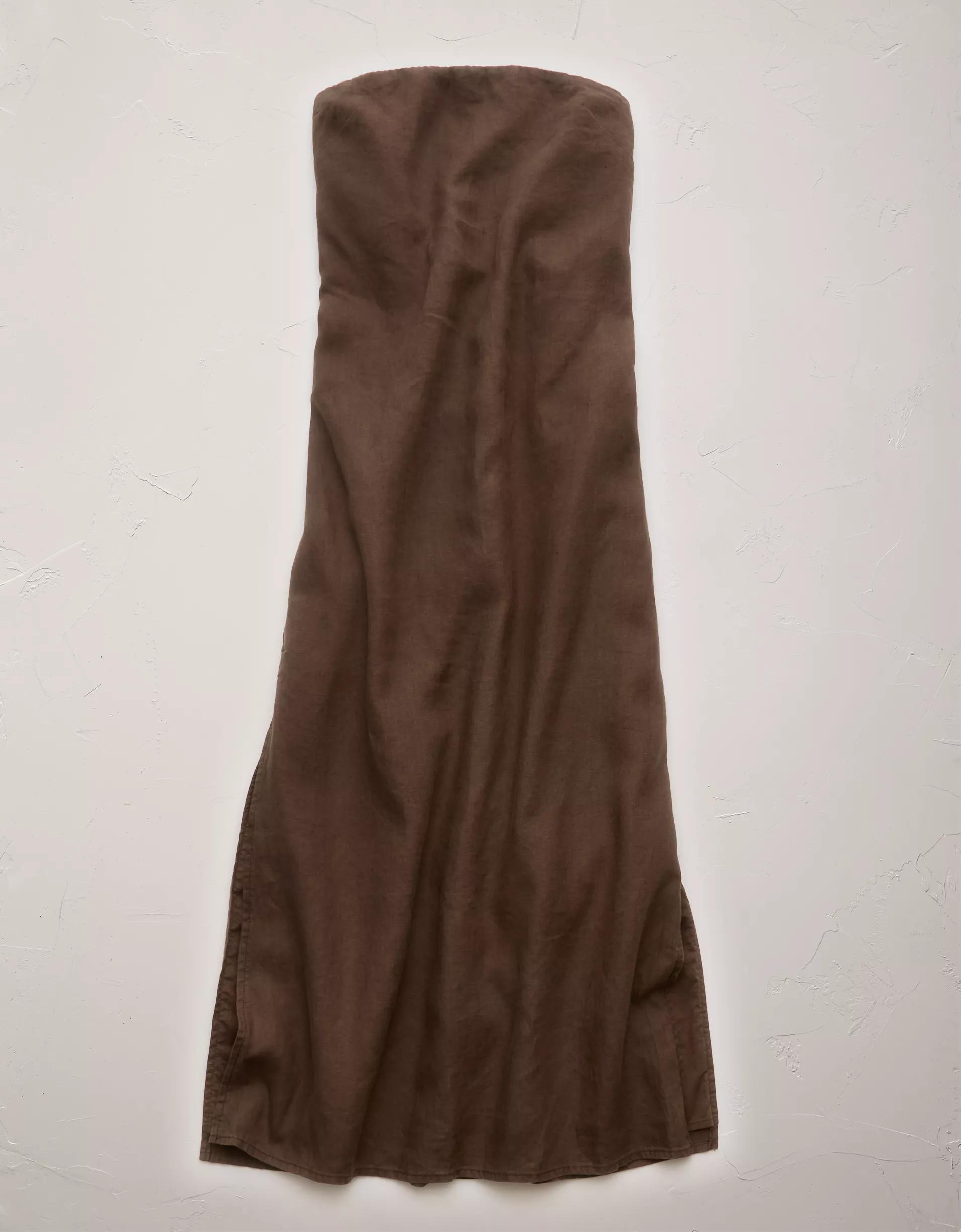AE77 Premium Strapless Linen Midi Dress Product Image