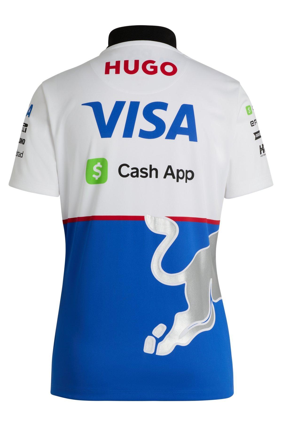 Zip-neck fanwear polo shirt with dynamic branding Product Image