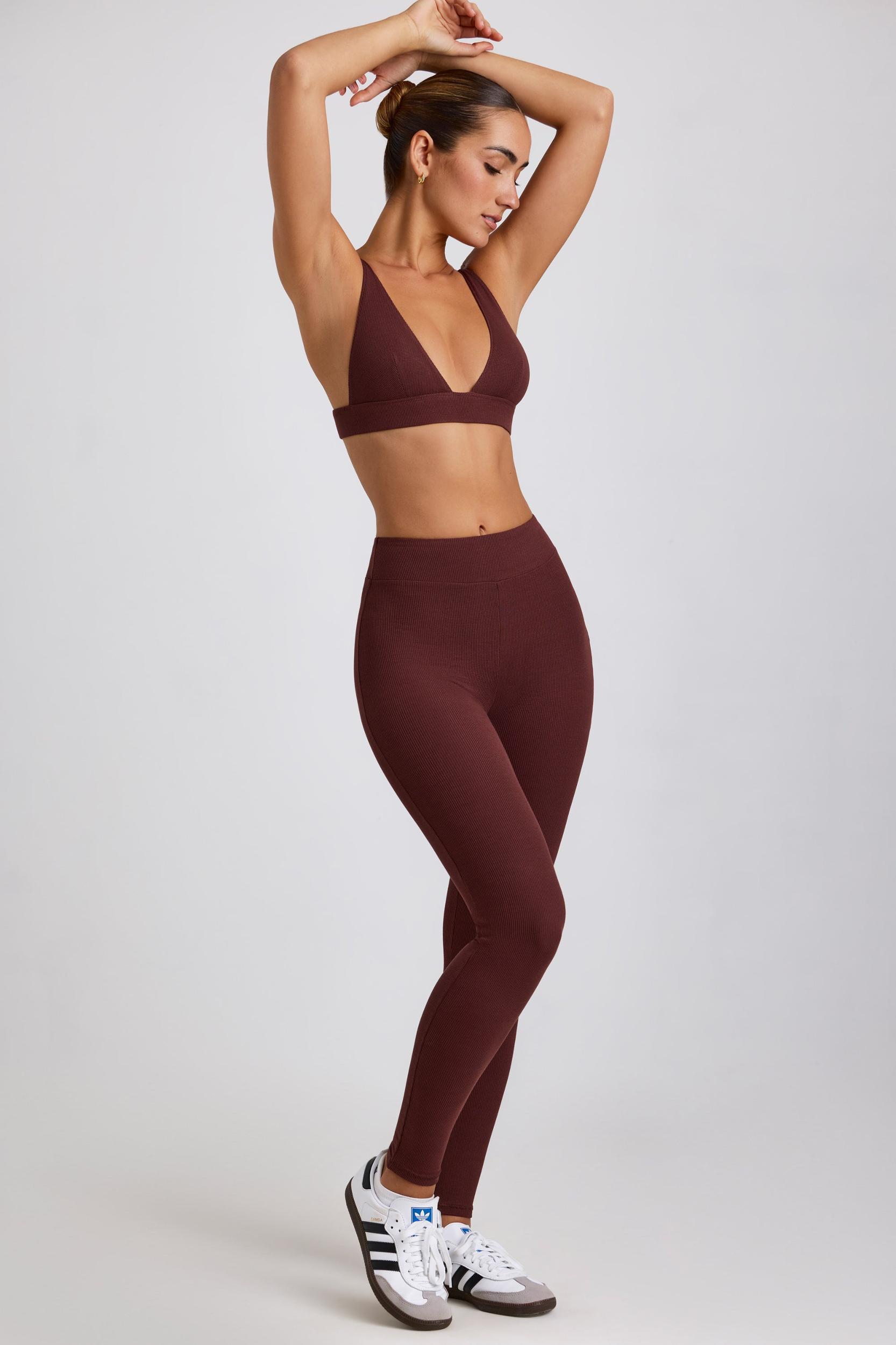 Ribbed Modal High Waist Leggings in Espresso Product Image