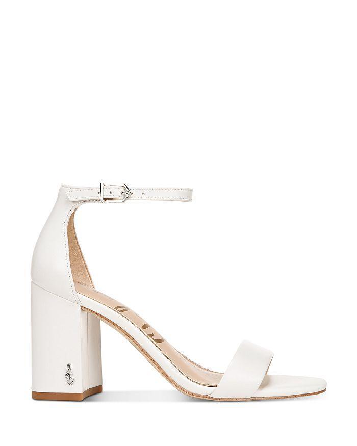 SAM EDELMAN ‘daniella' 80 Single Band Square Toe Leather Block Heeled Sandals In White Product Image