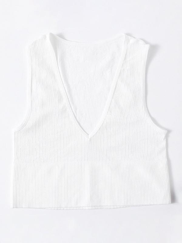 Solid V Neck Cropped Tank Top Product Image