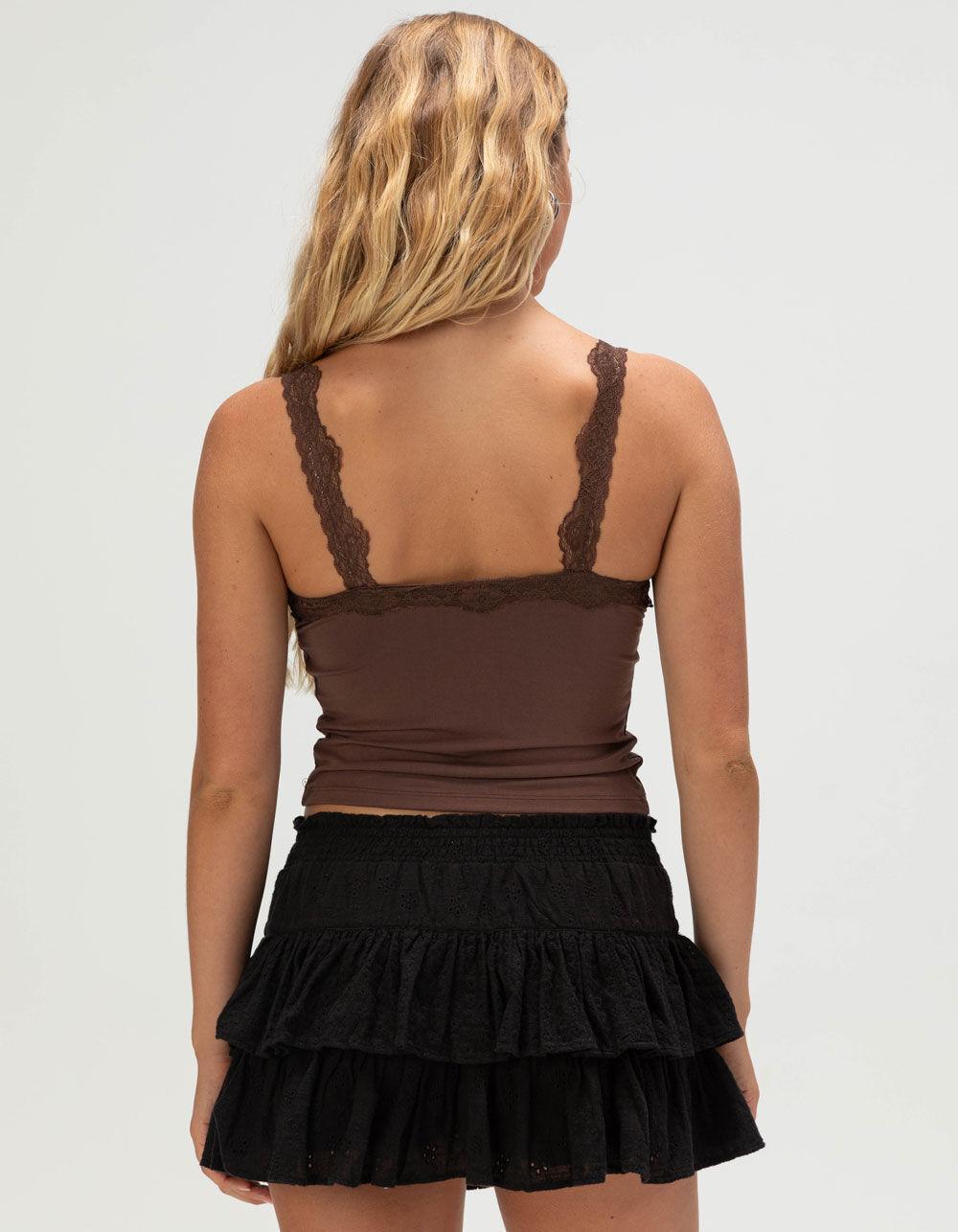 BDG Urban Outfitters Lace Trim Womens Cami - BROWN Product Image