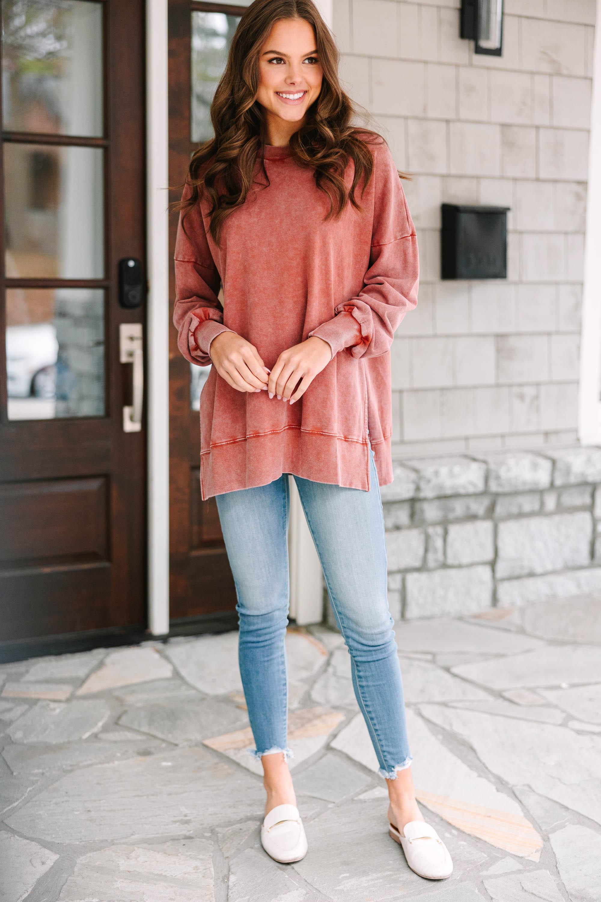 The Slouchy Rust Red Pullover Female Product Image