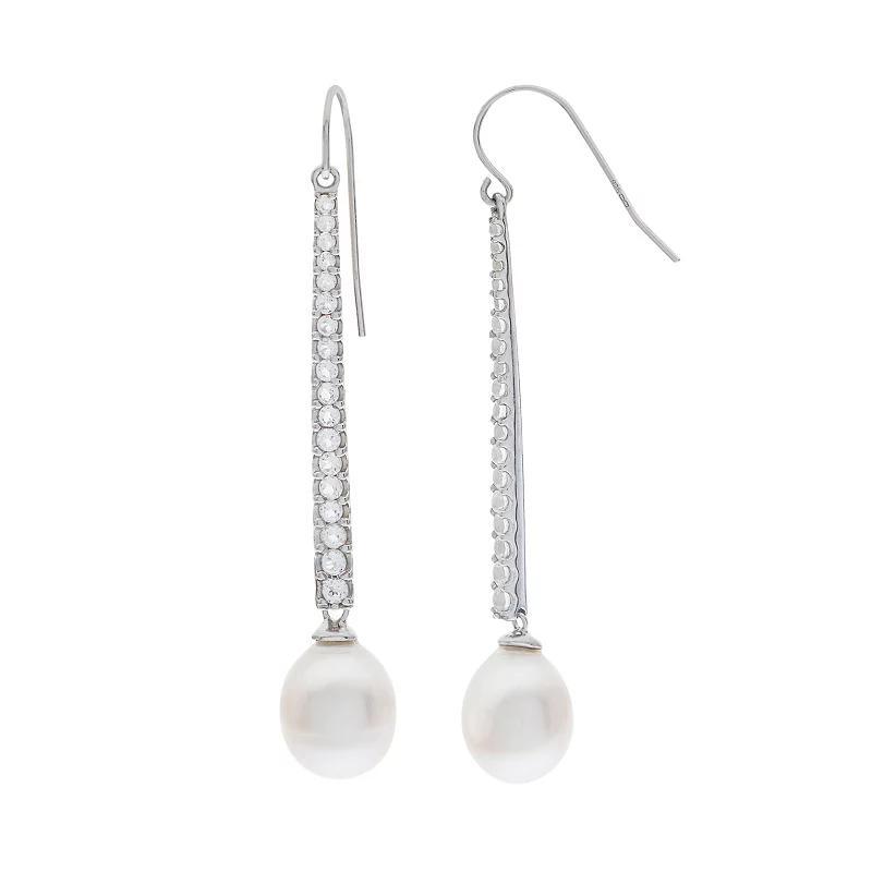 PearLustre by Imperial Sterling Silver Freshwater Cultured Pearl Linear Drop Earrings, Women's, White Product Image