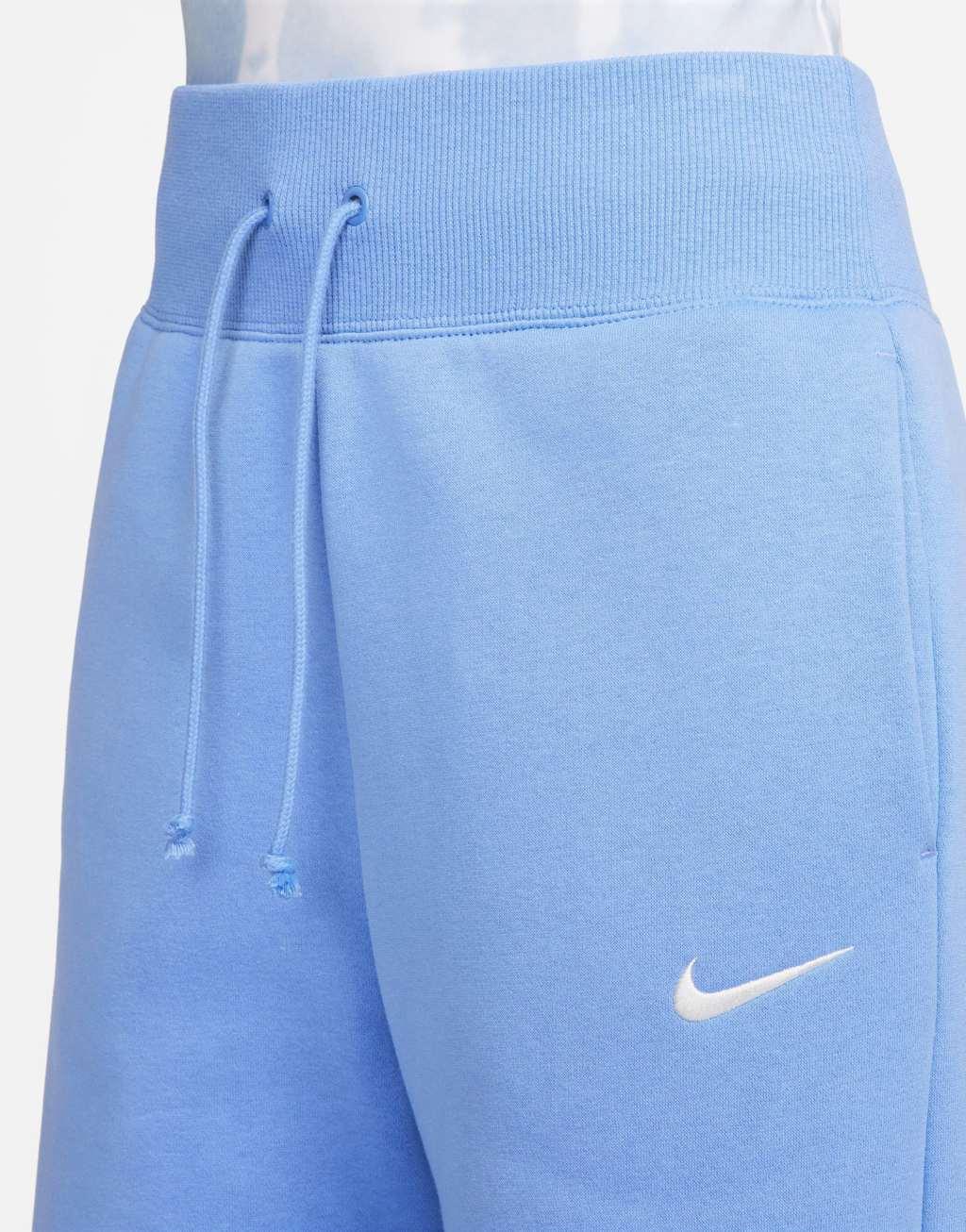 Nike Phoenix Fleece high rise wide leg sweatpants in blue Product Image