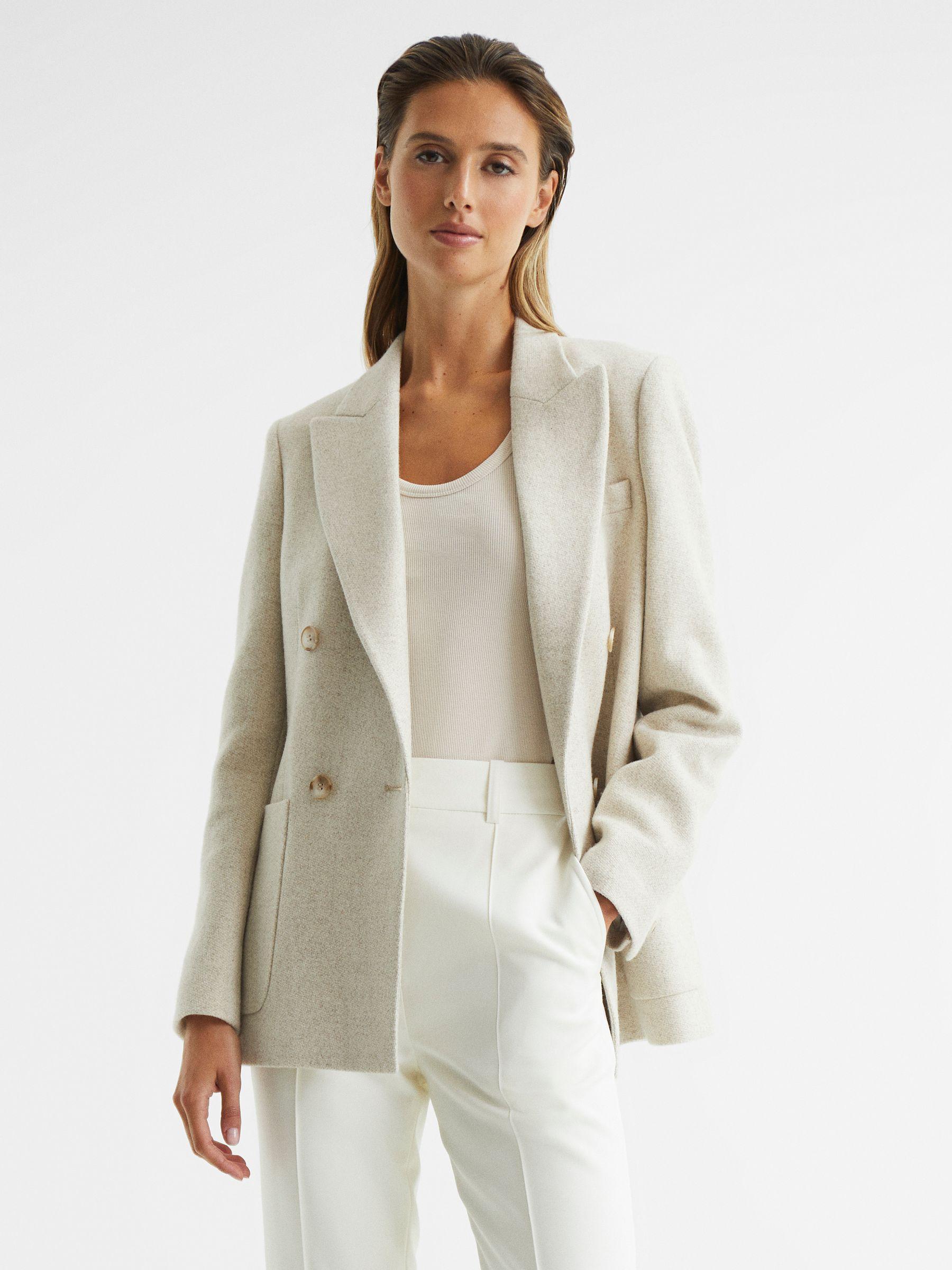 Textured Double Breasted Blazer in Neutral Product Image