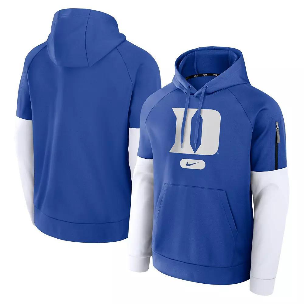 Men's Nike Royal Duke Blue Devils Fitness Raglan Performance Pullover Hoodie, Size: 2XL Product Image