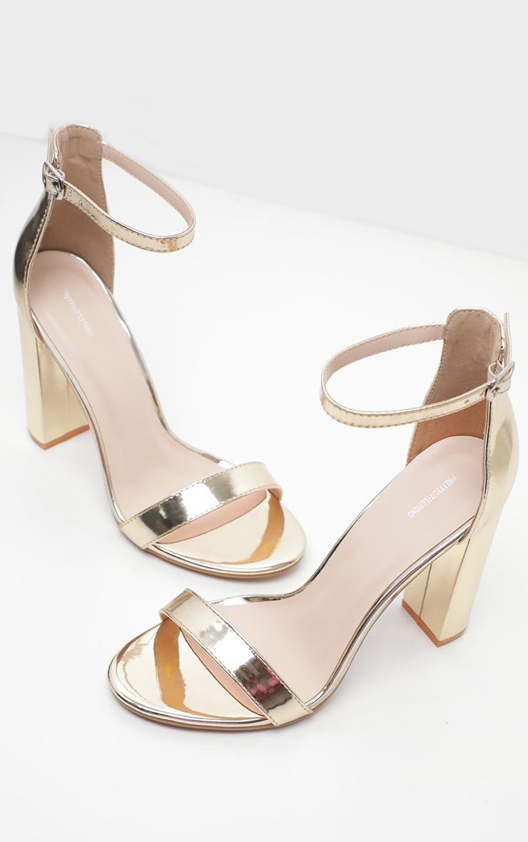 Gold Wide Fit Block Heeled Sandals Product Image