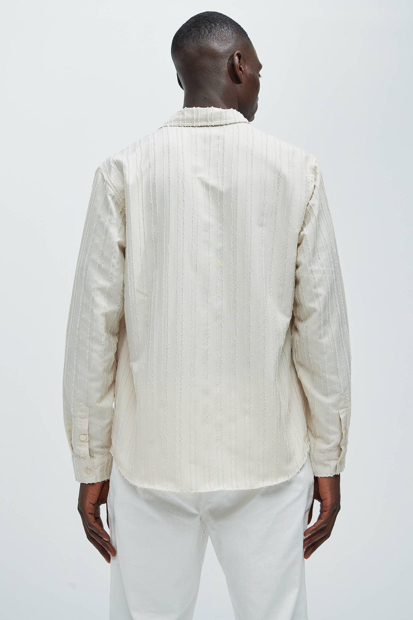 Frederick Frayed Long Sleeve Shirt - Beige Product Image