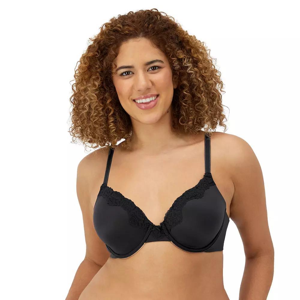 Maidenform Comfort Devotion Full Coverage Lace Trim Bra 9404, Women's, Size: 38 D, Black With Beige Product Image