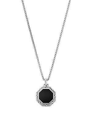 Mens Sterling Silver & Black Onyx Tag Pendant Necklace Product Image