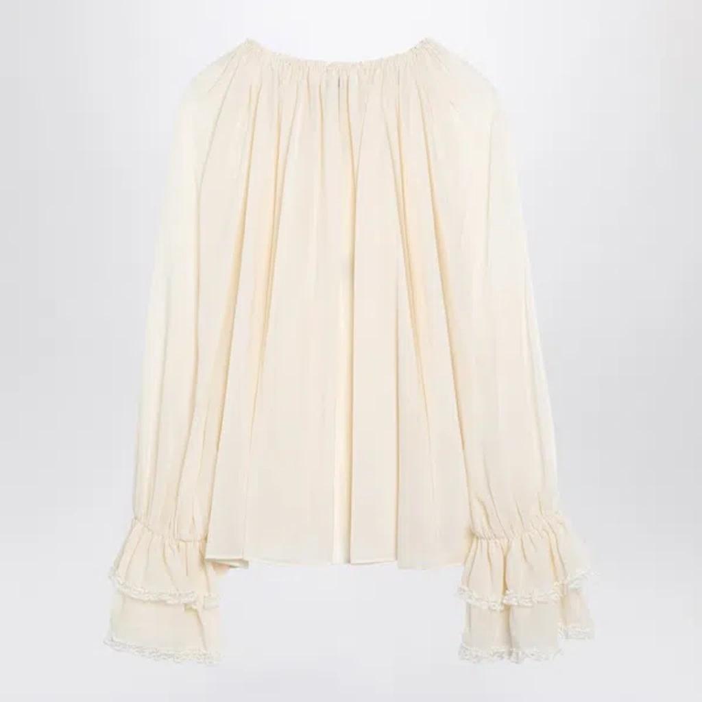 CHLOÉ Chloe Ivory Silk Blouse With Drawstring Women Product Image