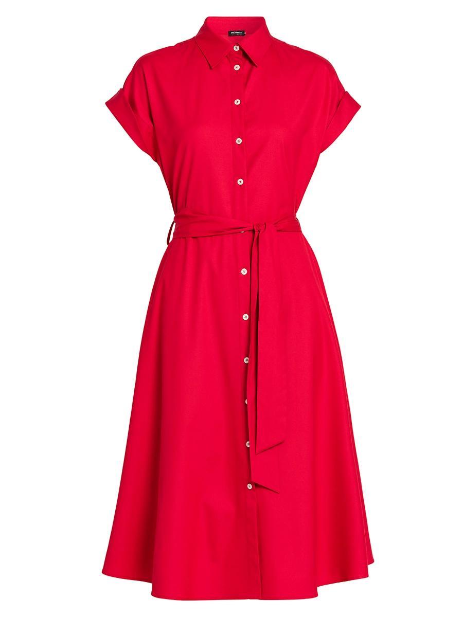 Womens Stretch-Silk Short-Sleeve Midi-Shirtdress Product Image